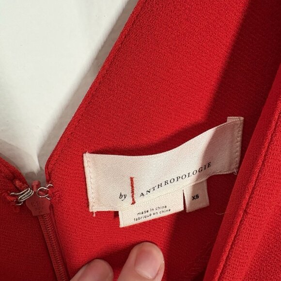 Anthropologie Sz XS Red Sleeveless Wide Leg Crop Cathy Structured Jumpsuit FLAW - Picture 11 of 16